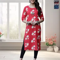 HERE&NOW Women Pack Of 3 Ethnic Motifs Printed Daily Straight Kurtas-image-63