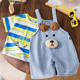 FOREVER FRIDAY Infant Boys Printed Round Neck Dungaree With T-Shirt-24