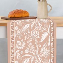 Peepul Tree Peach-Colored & White Floral Printed Table Runner-45