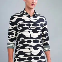 Blu MNKY Men Smart Slim Fit Abstract Printed Spread Collar Casual Shirt-image-82