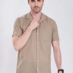 DIVISIVE Solid Spread Collar Linen Slim Fit Shirt-picture-39