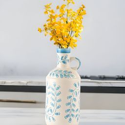 The Decor Lane White & Blue Floral Printed Decorative Ceramic Flower Vase-39