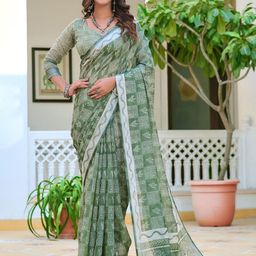 Suha Women Geometric Printed Pure Cotton Saree-image-106