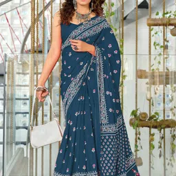 Anouk Floral Pure Cotton Ready to Wear Saree-image-16