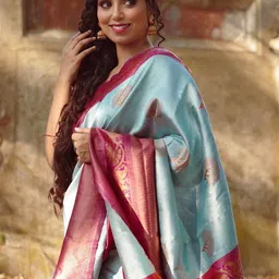 Mitera Woven Design Zari Silk Blend Banarasi Saree-picture-44