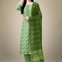 APNISHA Women Ethnic Motifs Embroidered Kurta & Pant With Dupatta Set-14