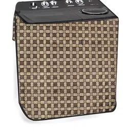 The Furnishing Tree Washing Machine Cover Checkered Pattern Brown Compatible for Whirlpool 8Kg Semi-image-57