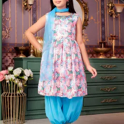 Sangria Girls Embroidered Kurta Patiala Set With Dupatta-picture-28