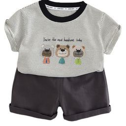 StyleCast x Revolte Boys Striped Pure Cotton T-shirt With Shorts-19
