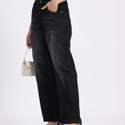 glitchez Women Asymmetric Closure Baggy Straight Jeans-image-11