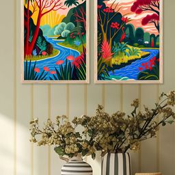 Kotart Green & Red 2 Pieces Floral And Botanical Wooden Wall Arts-picture-7