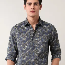 Arrow New York Men Slim Fit Floral Spread Collar Cotton Formal Shirt-picture-0