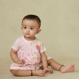 Dear Little Girls Stripped Graphic Print A-Line Dress With Brief-picture-35