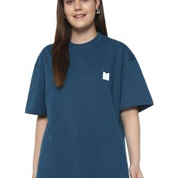 ministry Women Solid Round Neck Pure Cotton Oversized T-shirt-image-16
