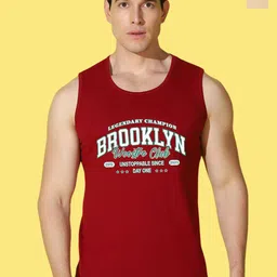 WOOSTRO Pack Of 2 Printed Combed Cotton Gym Vests VWS26(HARD RUST)(BKLN MAROON)-56