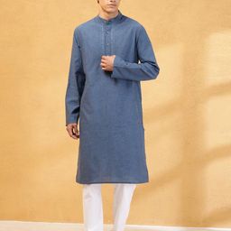 Fabindia Floral Yoke Design Chikankari Band Collar Cotton Straight Kurta-image-62