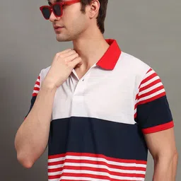 GET GOLF Men Striped Polo Collar Cotton T-shirt-image-67
