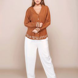 Zink London Women Textured High-Rise Trousers-picture-6