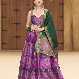 PURVAJA Woven Design Art Silk Lehenga & Unstitched Blouse With Dupatta-picture-34