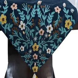 Good Vibes Blue & Yellow Embroidered Table Runner-37