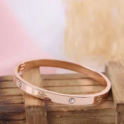GOLDIWALA Women Crystals Mirror Rose Gold-Plated Kada Bracelet-11