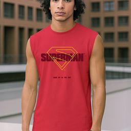 Bewakoof Superman Printed Oversized Cotton Gym Vest-image-24