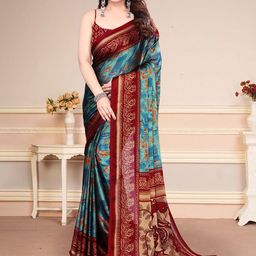 SUPERLAXMI Colourblocked Pure Chiffon Saree-image-47
