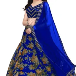 F Plus Fashion Girls Blue Net Semi-Stitched Lehenga Choli-image-41