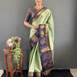 Panzora Women Geometric Woven Design Zari Saree-image-34