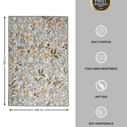 Welspun Beige & White Floral Anti-Skid Carpet image 2