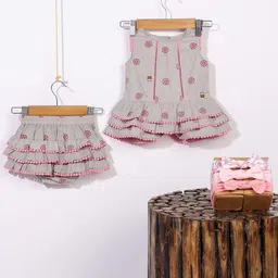 Piccolo Piglet Girls Printed Top with Skirt-image-64
