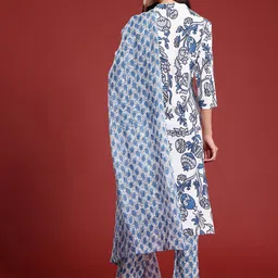 Anouk Floral Printed Kurta with Trousers & With Dupatta image 3