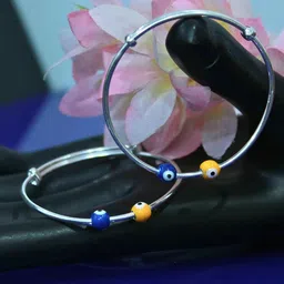 Silver Chest Kids Set Of 2 925 Pure Silver Beaded Adjustable Bangles-8
