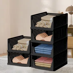Aura Black 6 Pieces Storage Wardrobe Organisers-5