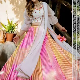 Kaizen TEXO FAB Embroidered Semi-Stitched Lehenga & Unstitched Blouse With Dupatta image 5