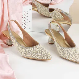 Metro Women Embellished Block Heel Pumps-36