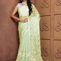 Anouk Striped Sequinned Tissue Saree-picture-6