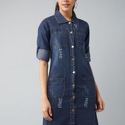 DOLCE CRUDO Women Washed Longline Denim Jacket-image-45
