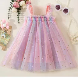 House Of Kids Girls Geometric Printed Shoulder Straps Fit and Flare Dress-image-87