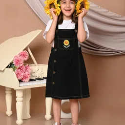Superminis Girls Twill Embroidered Dungarees-image-49