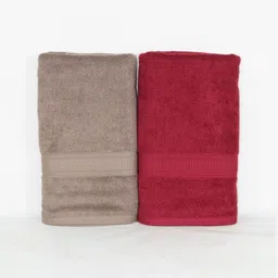 Aura Maroon & Bronze-Toned 2 Cotton 500 GSM Bath Towel-48