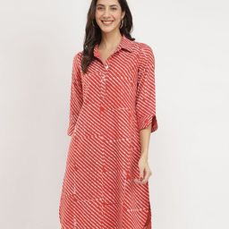 Pink Fort Women Striped A-Line Dress-image-45