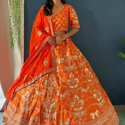 NARI DREAM Embroidered Sequinned Ready To Wear Lehenga & Unstitched Blouse With Dupatta-picture-22
