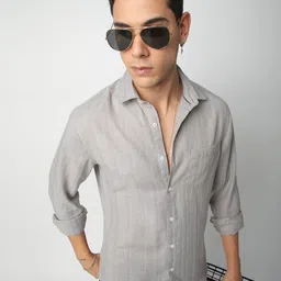 VASTRADO Men Classic Slim Fit Multi Stripes Opaque Striped Casual Shirt-image-79