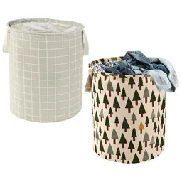 Kuber Industries Green & Grey 2 Pieces Printed Cotton Laundry Bags 60 L Each-84