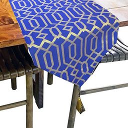 Pink Parrot Blue & Yellow Woven Designed Tasseled TableRunner-19