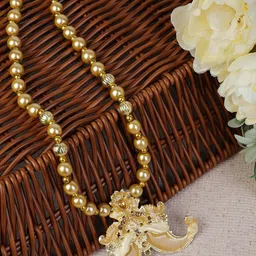 JIYANSHI FASHION Men Gold-Plated Artificial Stones Studded And Beaded Layered Necklace-image-89
