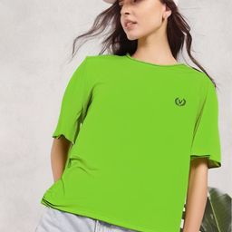 MACK JONNEY Women Solid Round Neck Cotton T-shirt-picture-21
