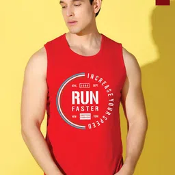 WOOSTRO Pack Of 2 Printed Pure Combed Cotton Gym VestsVWS26(RUN RED)(HARD MAROON)-11