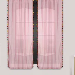 Dekor World Multicoloured Set of 2 Embellished Sheer Window Curtain-52